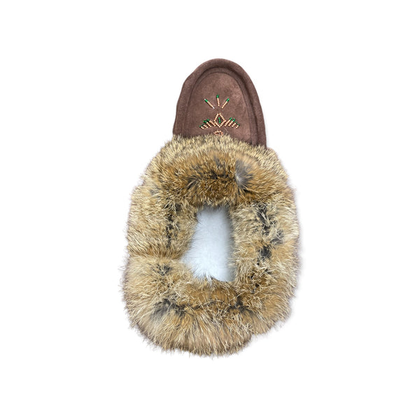 Fur Moccasin with Sole - Chocolate