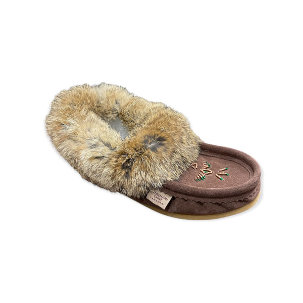 Fur Moccasin with Sole - Chocolate